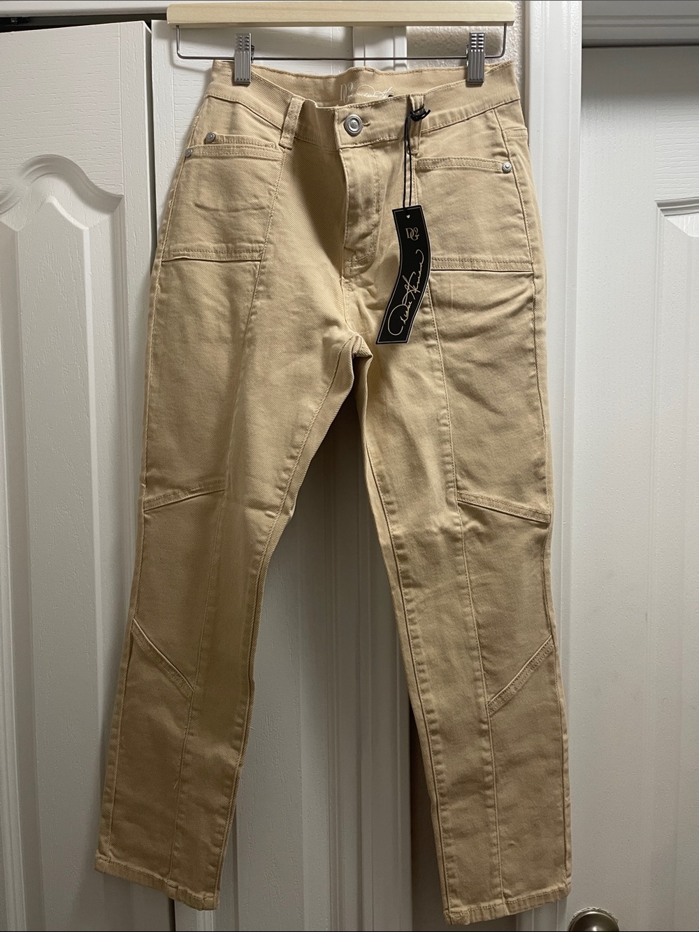 DG2 by Diane Gilman Beige Skinny Utility Jeans